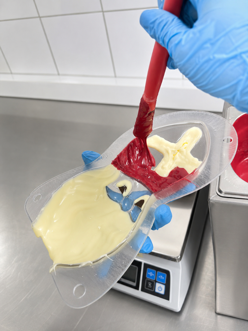 Hand finishing chocolate figures